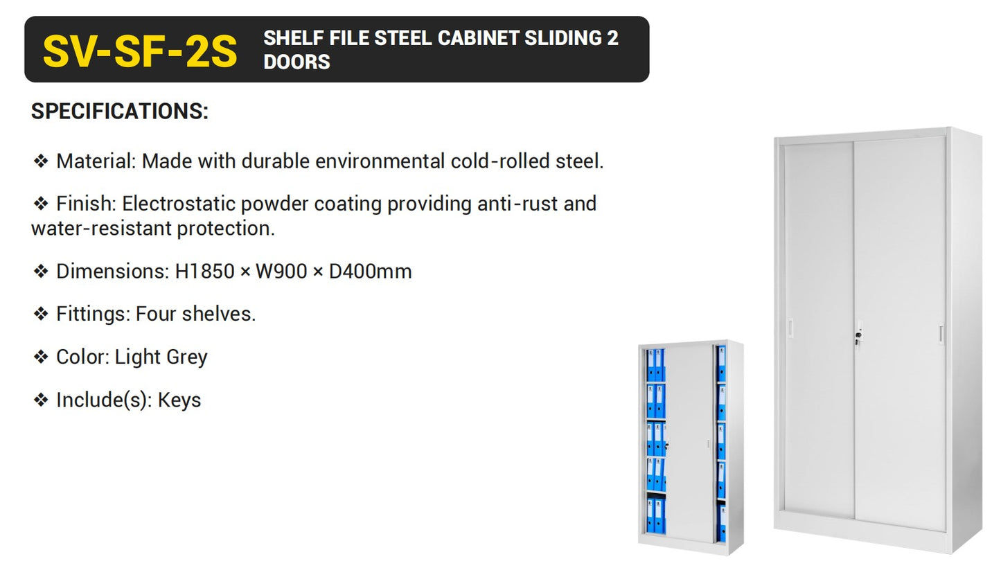 Shelf File Steel Cabinet Sliding 2 Doors SV-SF-2S