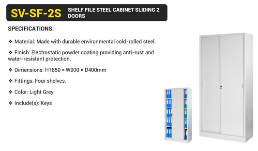 Shelf File Steel Cabinet Sliding 2 Doors SV-SF-2S