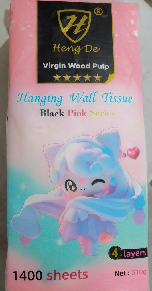 Hanging Wall Tissue Black Pink 1400 sheets Hengde