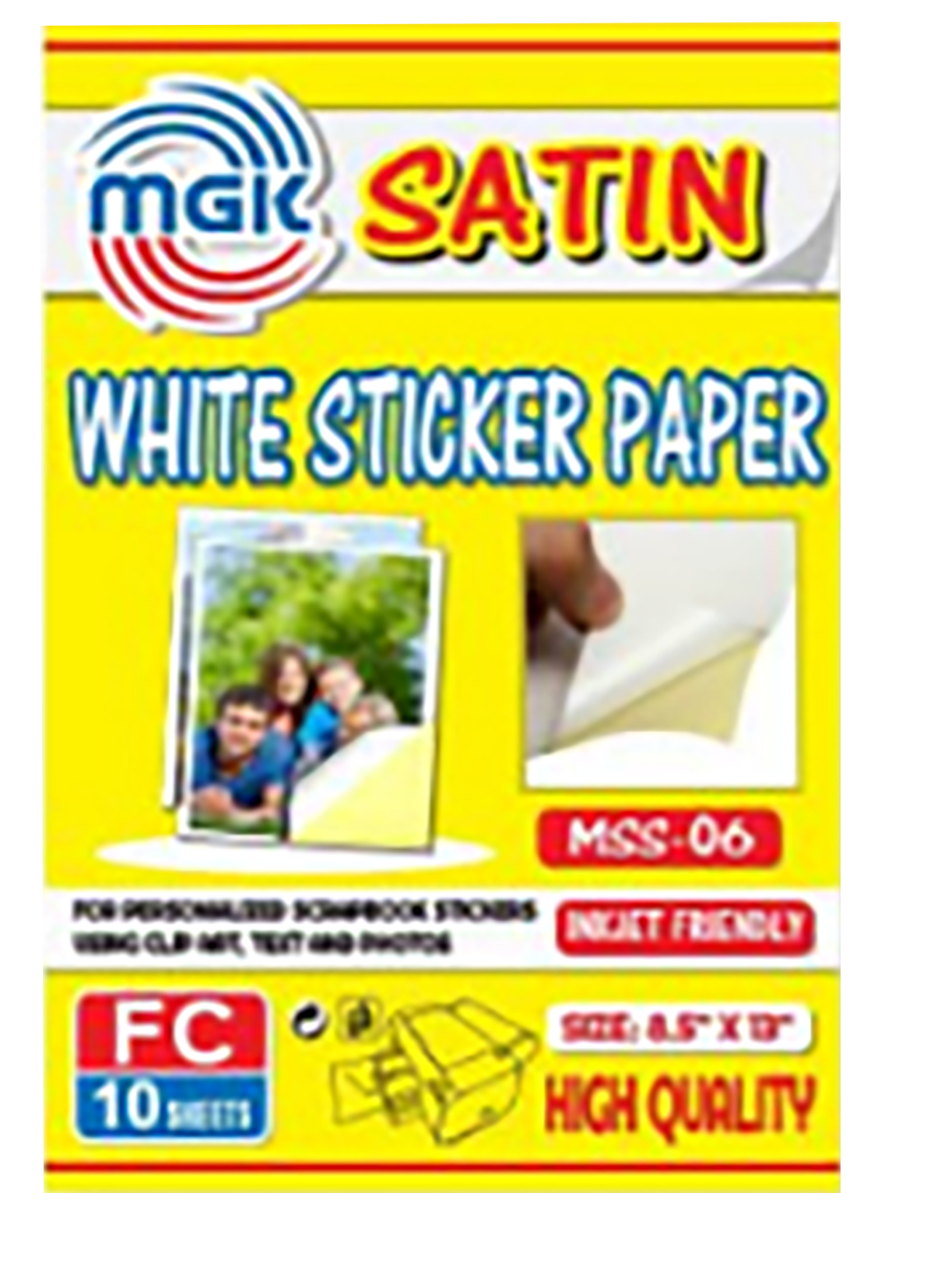 MGK Satin White Sticker Paper 10's - Long
