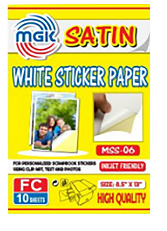 MGK Satin White Sticker Paper 10's - Long