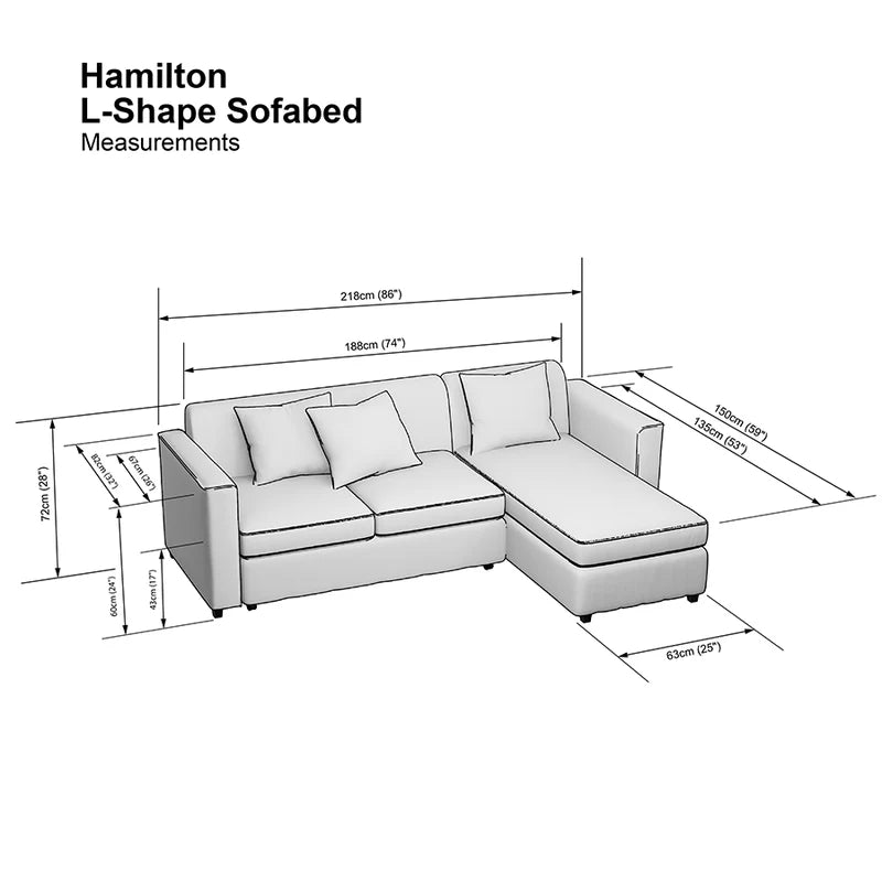 Hamilton Sofa Bed Right Chaise Sofa