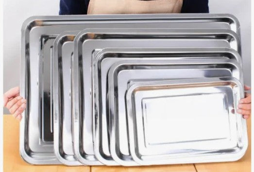 4 Pcs Thicken Stainless Steel Food Serving Plate (Food Tray)