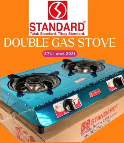 Standard Gas Stove Double Burner -Stainless Steel - Slim Type