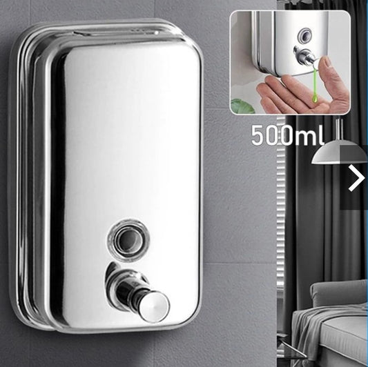 500ml Manual Wall Soap Dispenser Stainless Steel Refillable Sanitizer Commercial Office Hotel Home