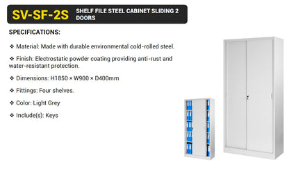 Shelf File Steel Cabinet Sliding 2 Doors SV-SF-2S