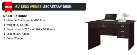 SV-SE02 WENGE SECRETARY DESK (Office Table - 4 Drawers)