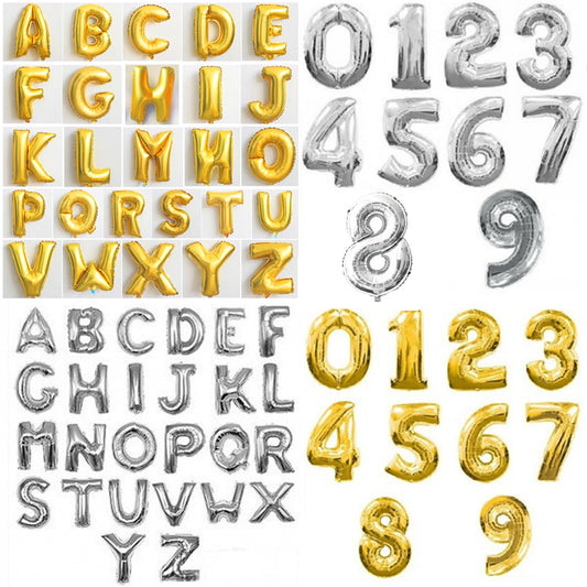 Letter/Number Foil Balloon Gold